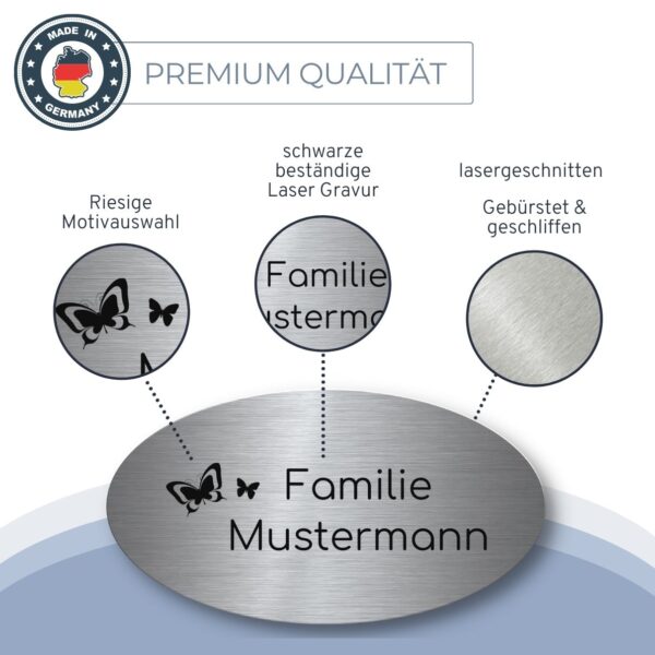 edelstahlschild mit namen für die haustür