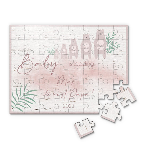 puzzle für kinder aus holz in rosa mit baby
