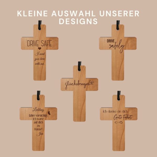 kreuz anhänger aus holz für den rückspiegel