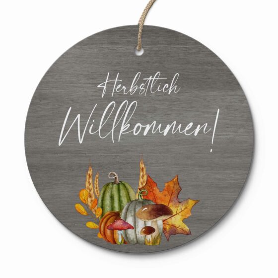 Herbstliches Haustürschild aus Echtholz