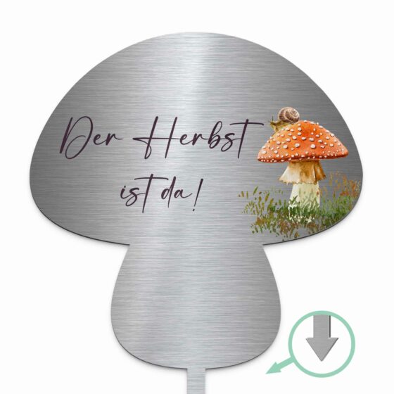 Blumenstecker als Pilz mit herbstlichen Motiven