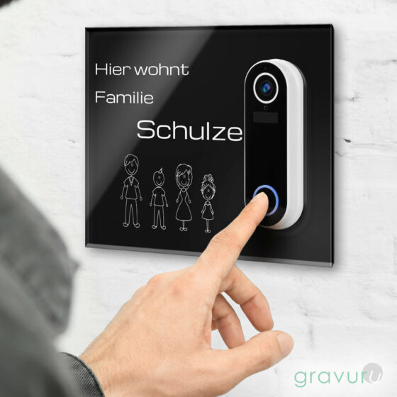 Hombli Türklingelschild mit graviertem Text und Motiv