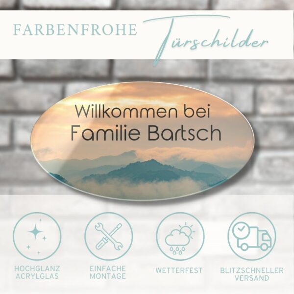 ovales familienschild mit wunschtext in ovaler form