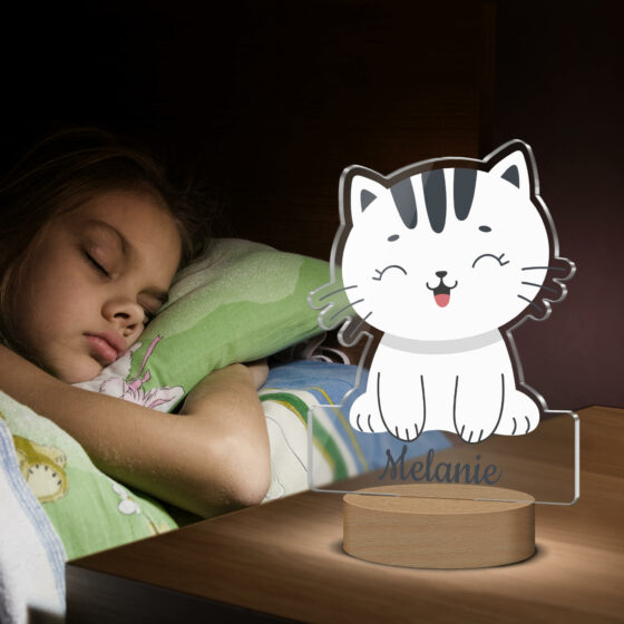 Bedruckte Kinderlampe mit Katzen Motiv individuell mit Deinem Text