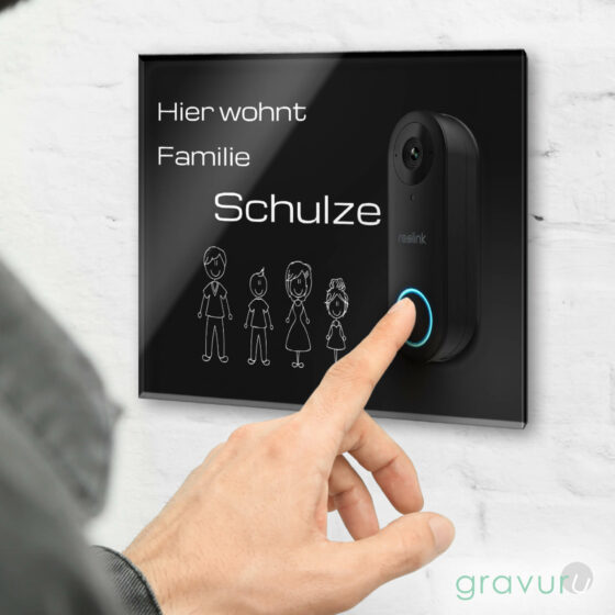 Designer Schild mit Gravur für die Funkklingel Reolink