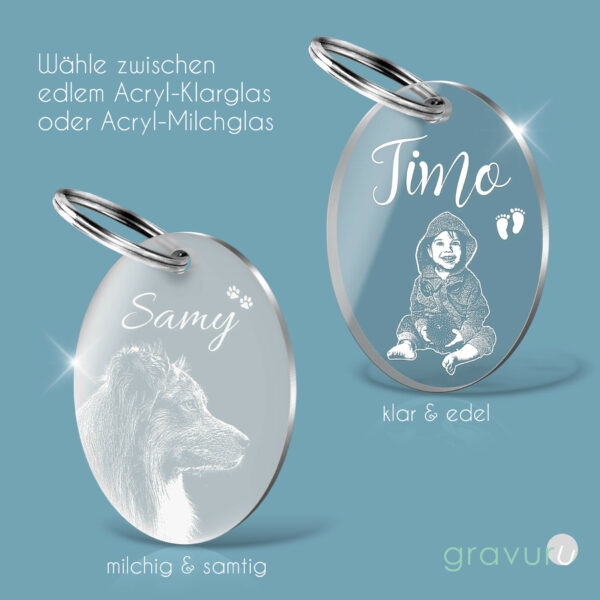 anhänger mit personalisierter gravur aus acrylglas