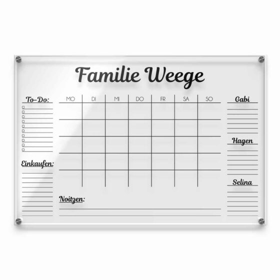 Kalender aus Acrylglas für Notizen