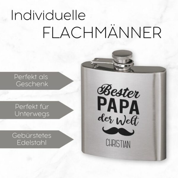 personalisierter flachmann aus edelstahl mit gravur