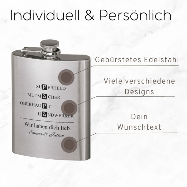 personalisierter flachmann mit namen und motiv