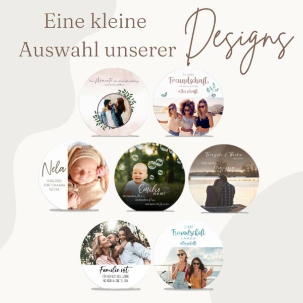 buntes standbild in rund mit foto und wunschtext