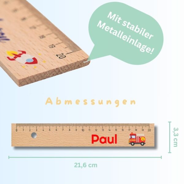 holz lineal bunt bedruckt für kinder aus echtholz