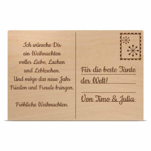 postkarte aus holz mit individueller gravur