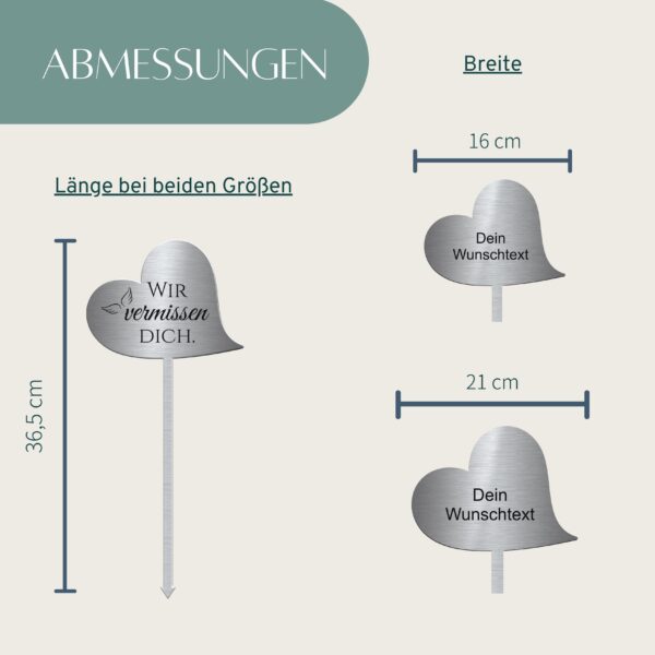 herz grabstecker aus edelstahl mit namen oder spruch