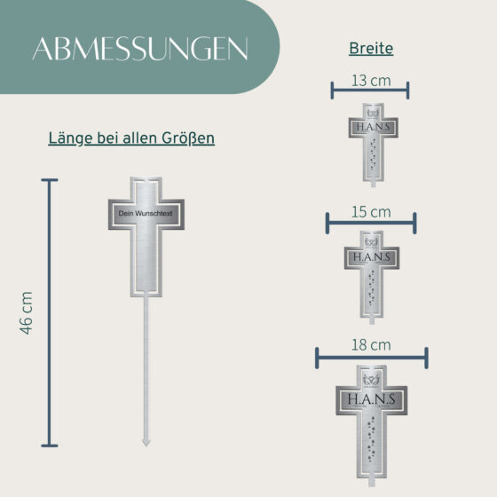 Grabstecker Kreuz mit Gravur