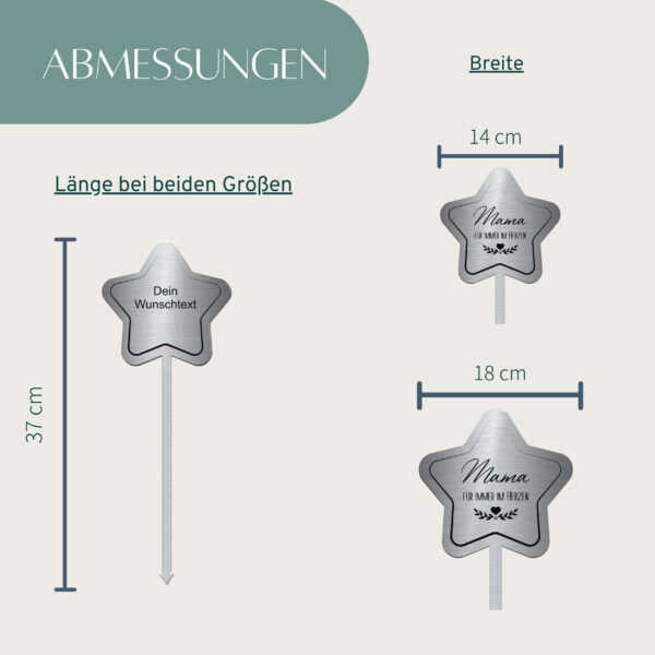 grabstecker aus edelstahl in stern form mit personalisierung