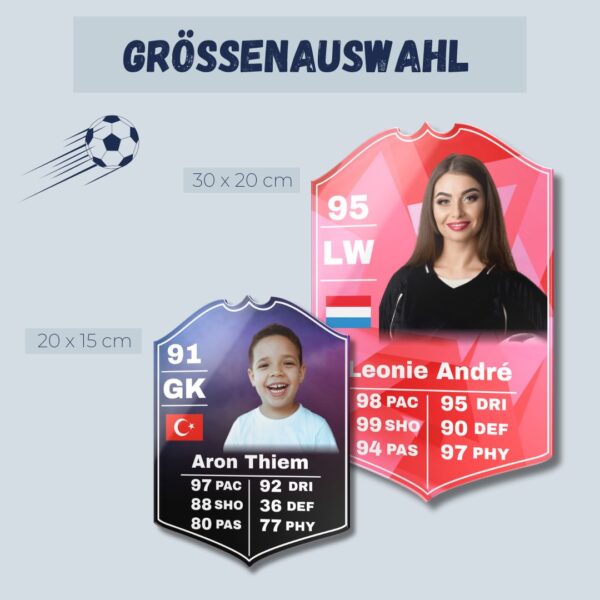 fut card wandbild für fußball fans mit eigenem foto, score & land