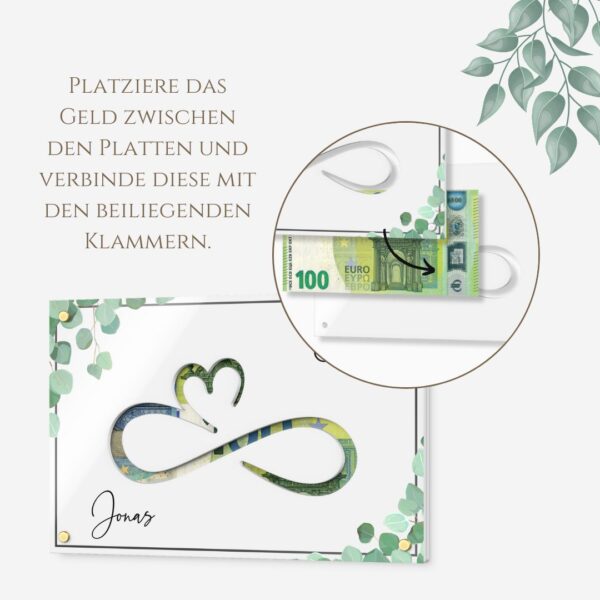 personalisiertes geldgeschenk zur hochzeit aus acrylglas ab 18x12 cm